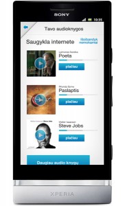 Android programėlė audio knygoms klausyti Sony Xperia S telefone